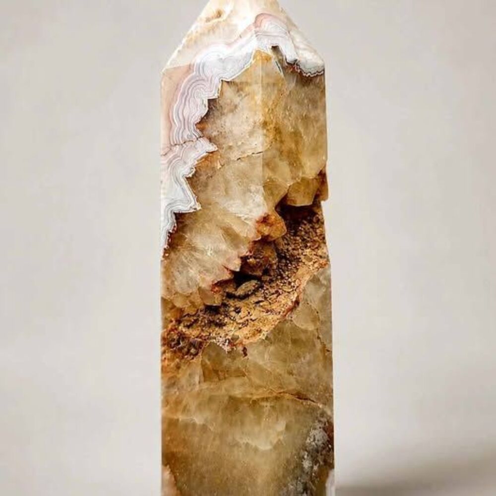 Druzy Banded Agate Crystal Tower